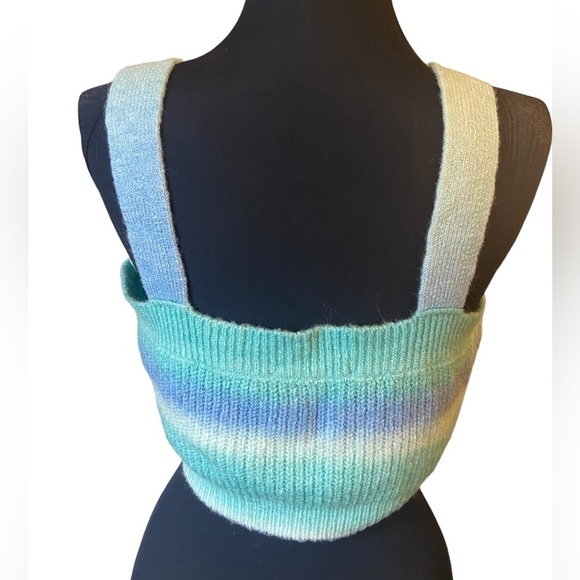 Bailey Rose Blue/Green Cropped Sweater Tank Top Large - Picture 4 of 11